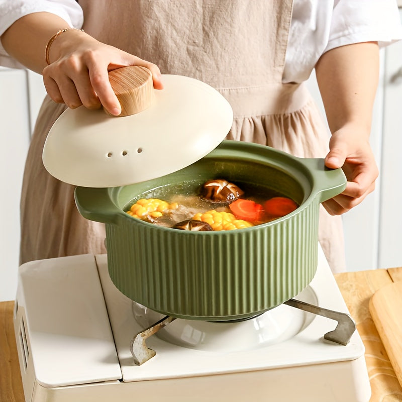 Ceramic Cooking Pot, Stew Pot - High-Temperature Resistant, Non-Stick, Easy to Clean, Making Toast- Ideal for Stews, Soups & Porridge, Suitable for Gas Stoves And Ovens, Family Gathering