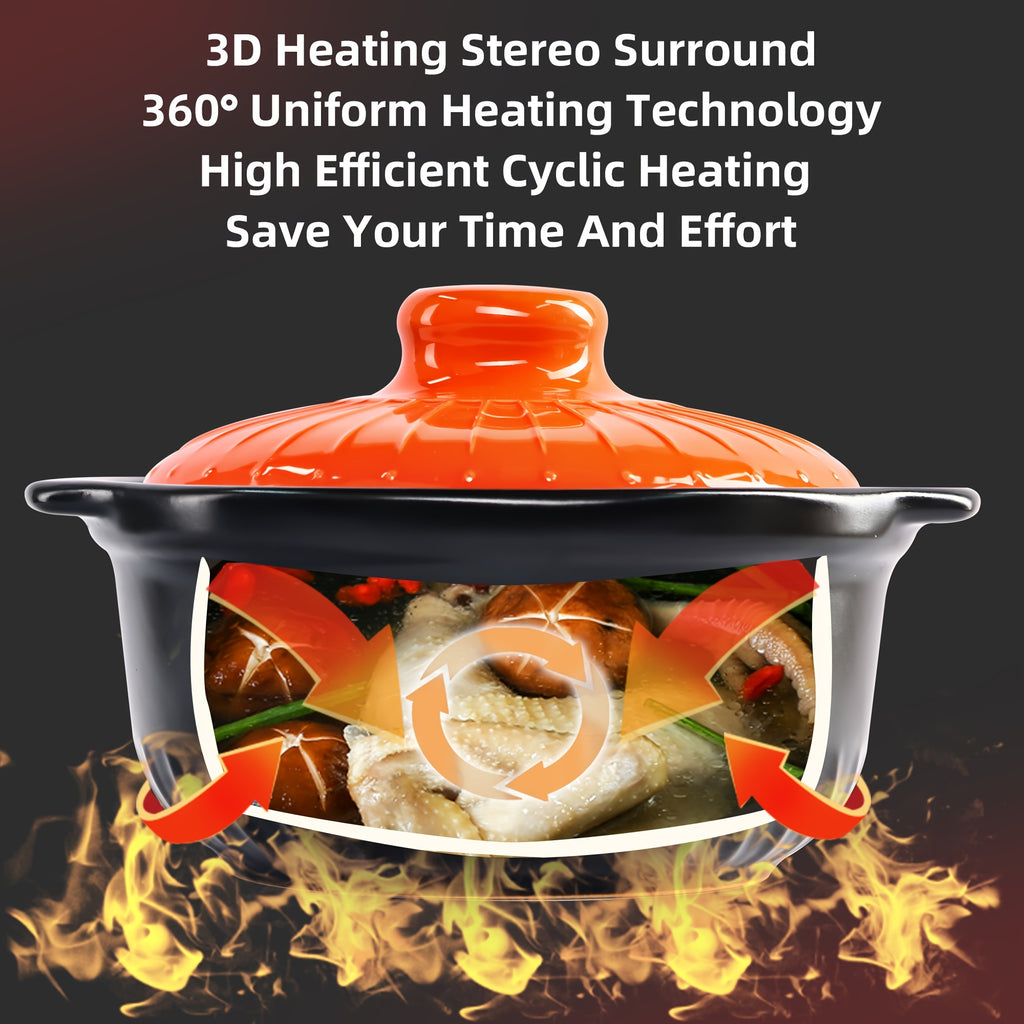 1-PACK 115oz\u002F3400ml Ceramic Casserole Stew Pot, Orange Embossed Pattern Ceramic Casserole, High Temperature Resistant and Heat Resistant, Perfect for Kitchen Open Fire Gas, Soup, and Steaming