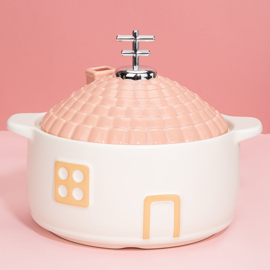 Pink Ceramic Cooking Pot, Oven-Safe, Sturdy Cookware For Soups, Stews, And Kitchen Decoration, Above 2, 20.29oz, Toast And Roast Chicken, Family Gathering