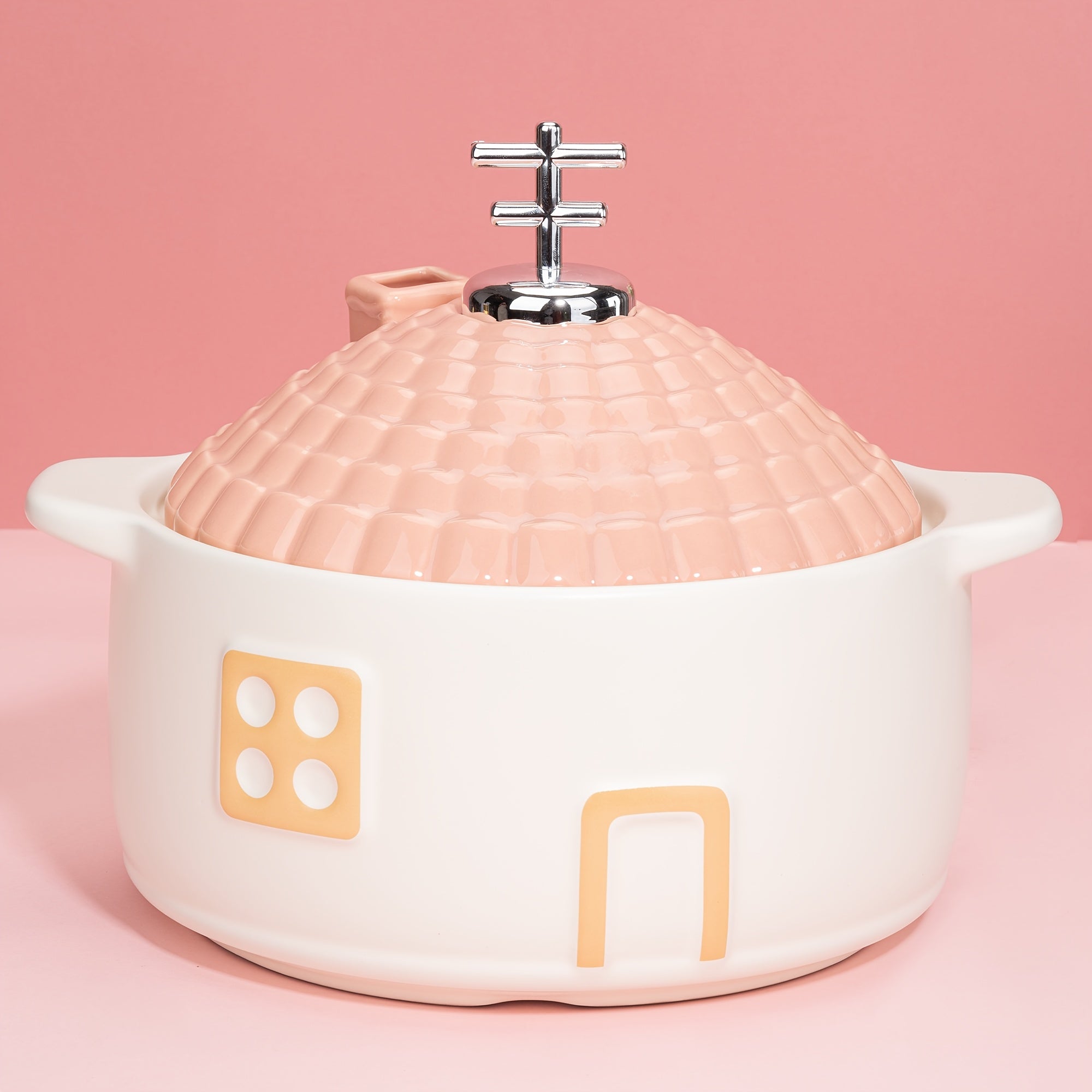 Pink Ceramic Cooking Pot, Oven-Safe, Sturdy Cookware For Soups, Stews, And Kitchen Decoration, Above 2, 20.29oz, Toast And Roast Chicken, Family Gathering