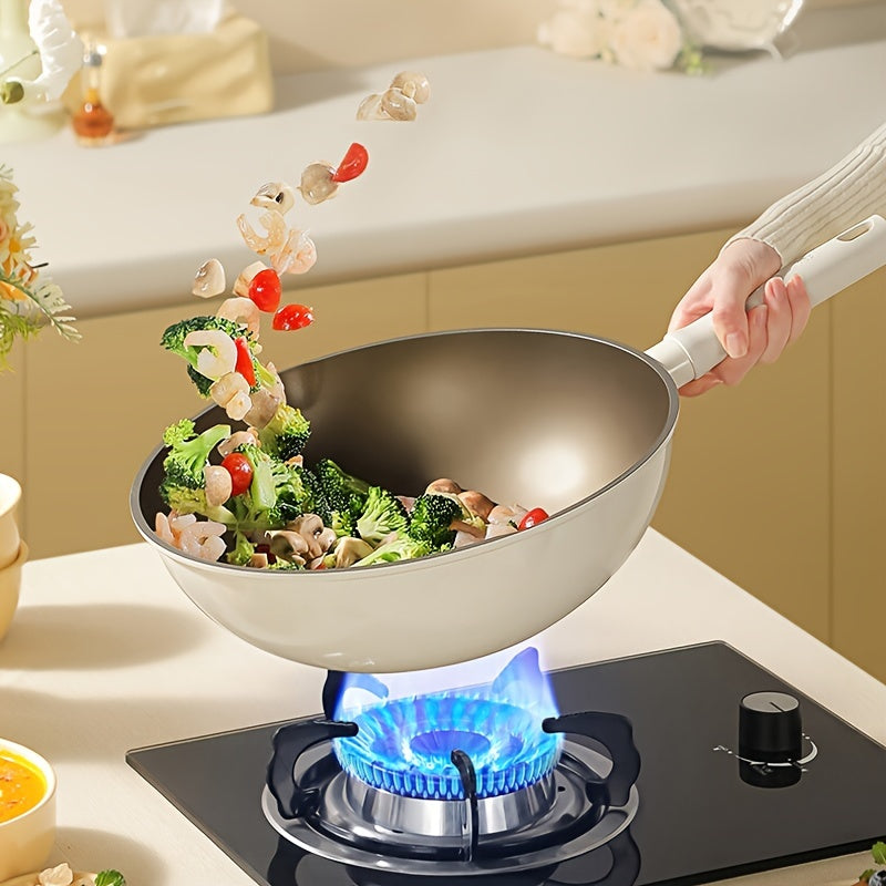 COOKER KING Titanium-Coated Non-Stick Wok with Lid - PFOA Free, Induction Ready, Compatible with All Cooktops