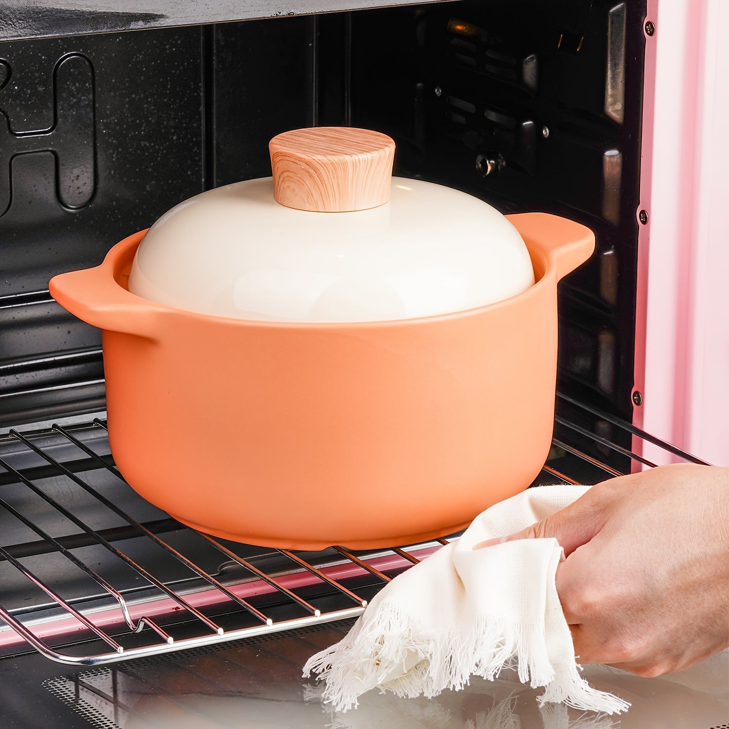 Ceramic Cooking Pot, Stew Pot - High-Temperature Resistant, Non-Stick, Easy to Clean, Making Toast- Ideal for Stews, Soups & Porridge, Suitable for Gas Stoves And Ovens, Family Gathering