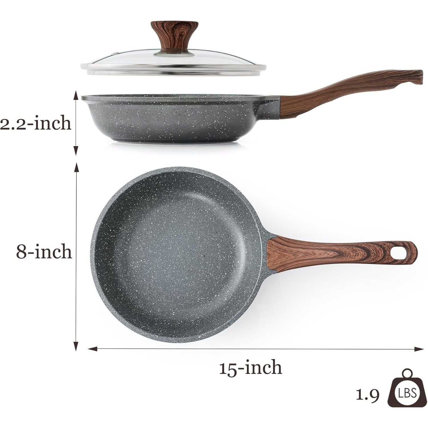 Premium Nonstick Frying Pan with Lid – 8 Inch Deep Skillet for Omelets, Eggs & Daily Cooking, Durable Chef's Pan for Kitchen Use, Easy Clean & PFOA Free