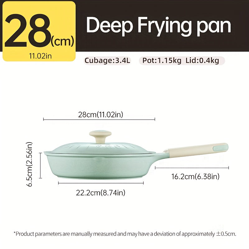 COOKER KING 1pc 5-Layer Frying Pan, Durable Ceramic-Coated Nonstick Skillet with Titanium, Free from Chemical Coatings, Safe And Non-Toxic Ceramic Both Inside And Out, Easy to Clean, Suitable for Induction And All Types of Cooktops